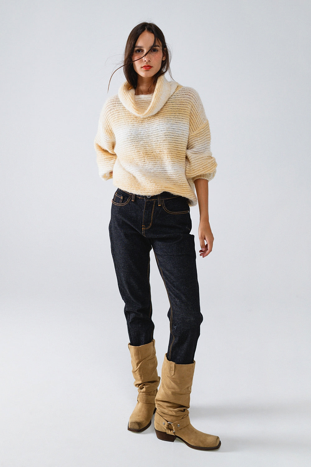 Oversized Turtleneck Comfy Sweater in Warm Neutral Tones - Jumpers