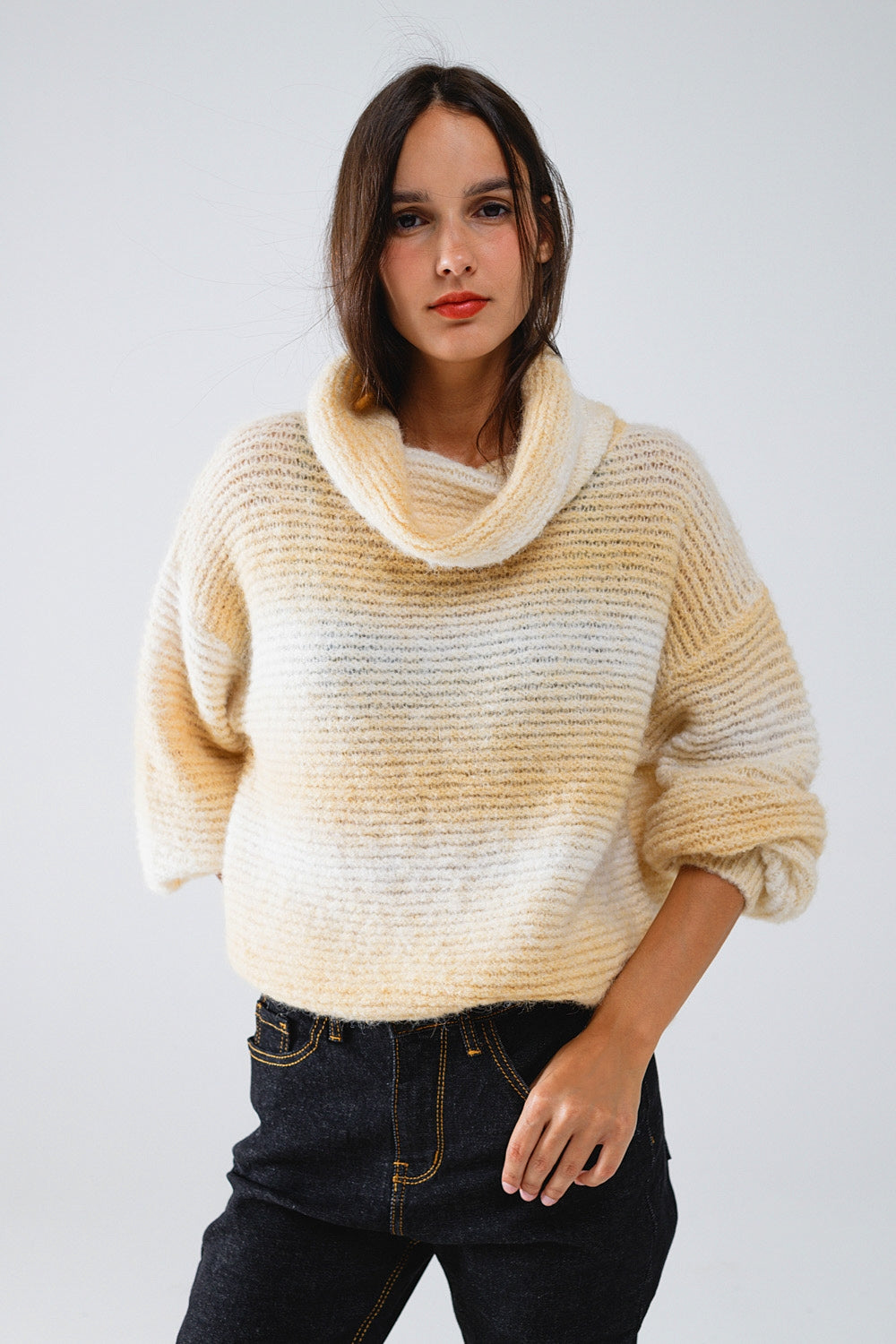 Oversized Turtleneck Comfy Sweater in Warm Neutral Tones - Jumpers