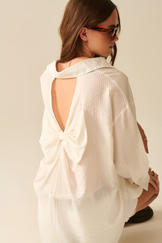 oversized white shirt with bow in the back - Shirts