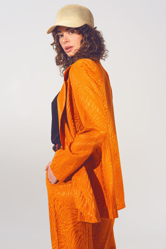 Oversized Zebra Print Blazer in Orange - Blazers