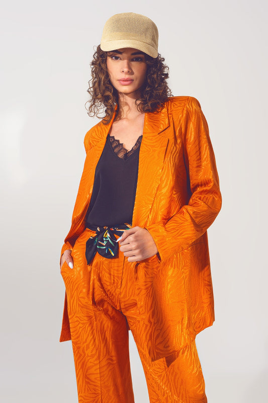 Oversized Zebra Print Blazer in Orange - Blazers