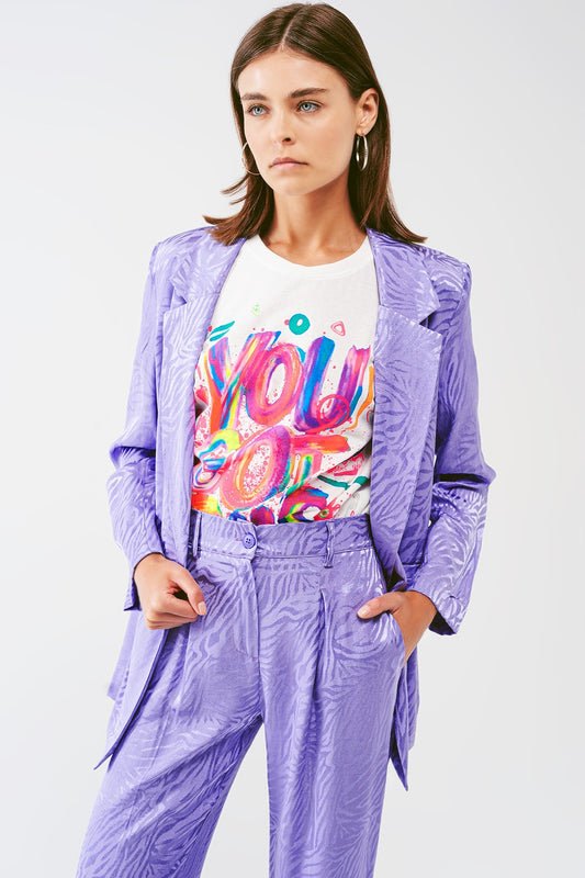 Oversized Zebra Print Blazer in Purple - Blazers