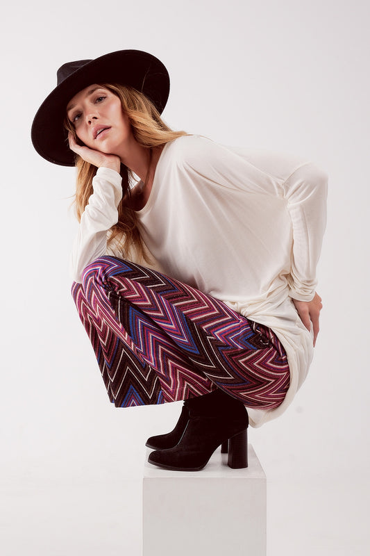 Pants in fuchsia geo print - Pants