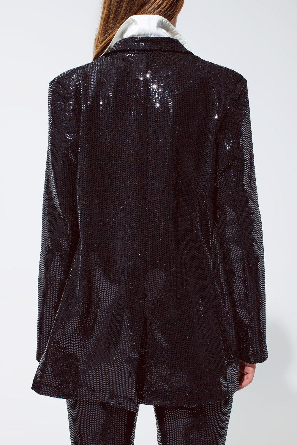 Party Relaxed Sequined Blazer in Black Q2 Coats and Jackets BoutiqueLua