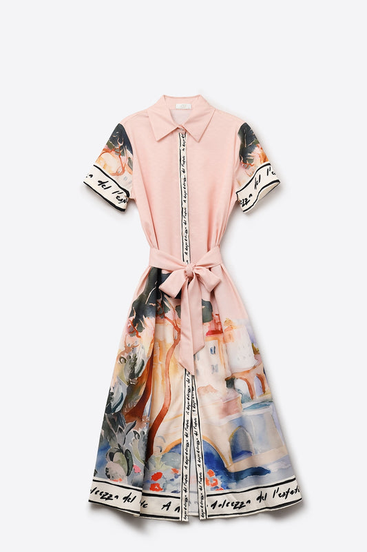 pink summer watercolor print maxi dress - Dresses