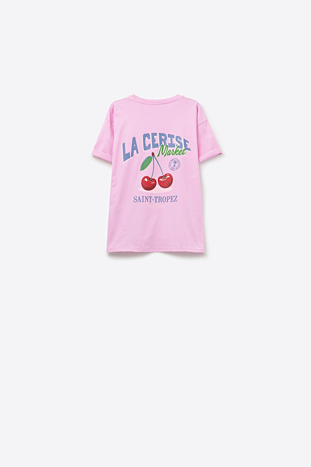 Pink T-shirt with La Cerise Market Saint-Tropez graphic - Tops