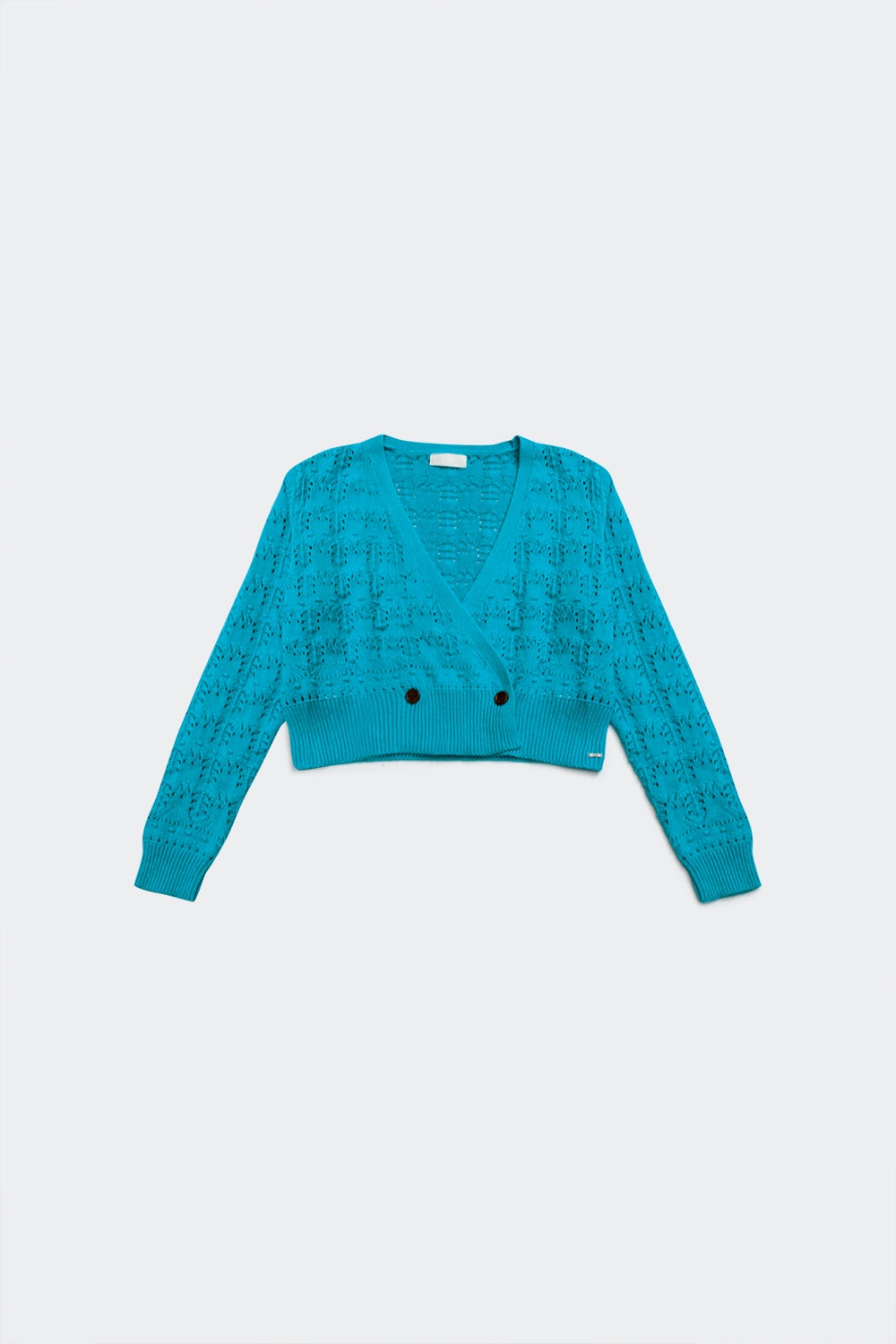 Pointelle knitted cardi in blue Q2 Sweaters BoutiqueLua