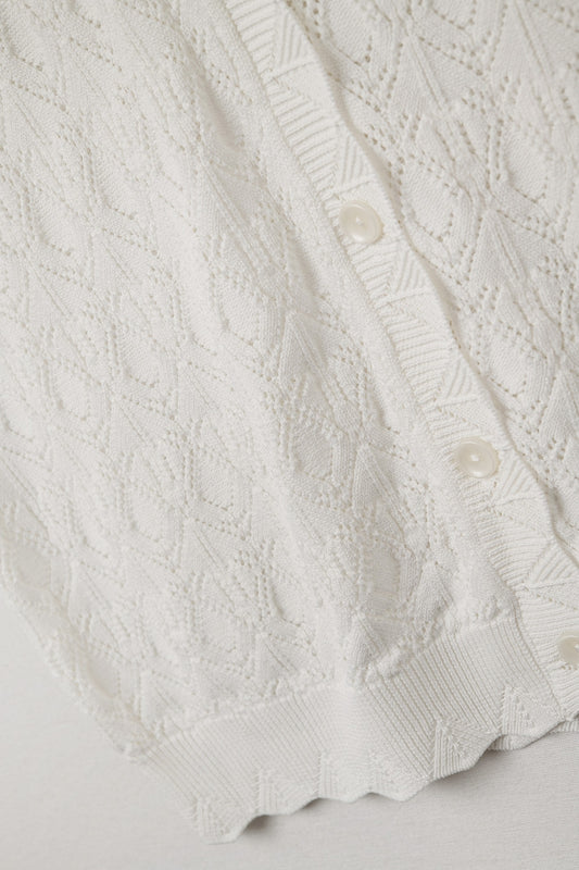 Pointelle Knitted Vest With Scalloped Edges in White - Jumpers