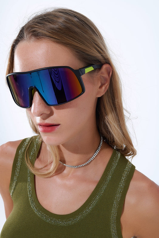 Polarized Sport Sunglasses in Blue Red Gradient -