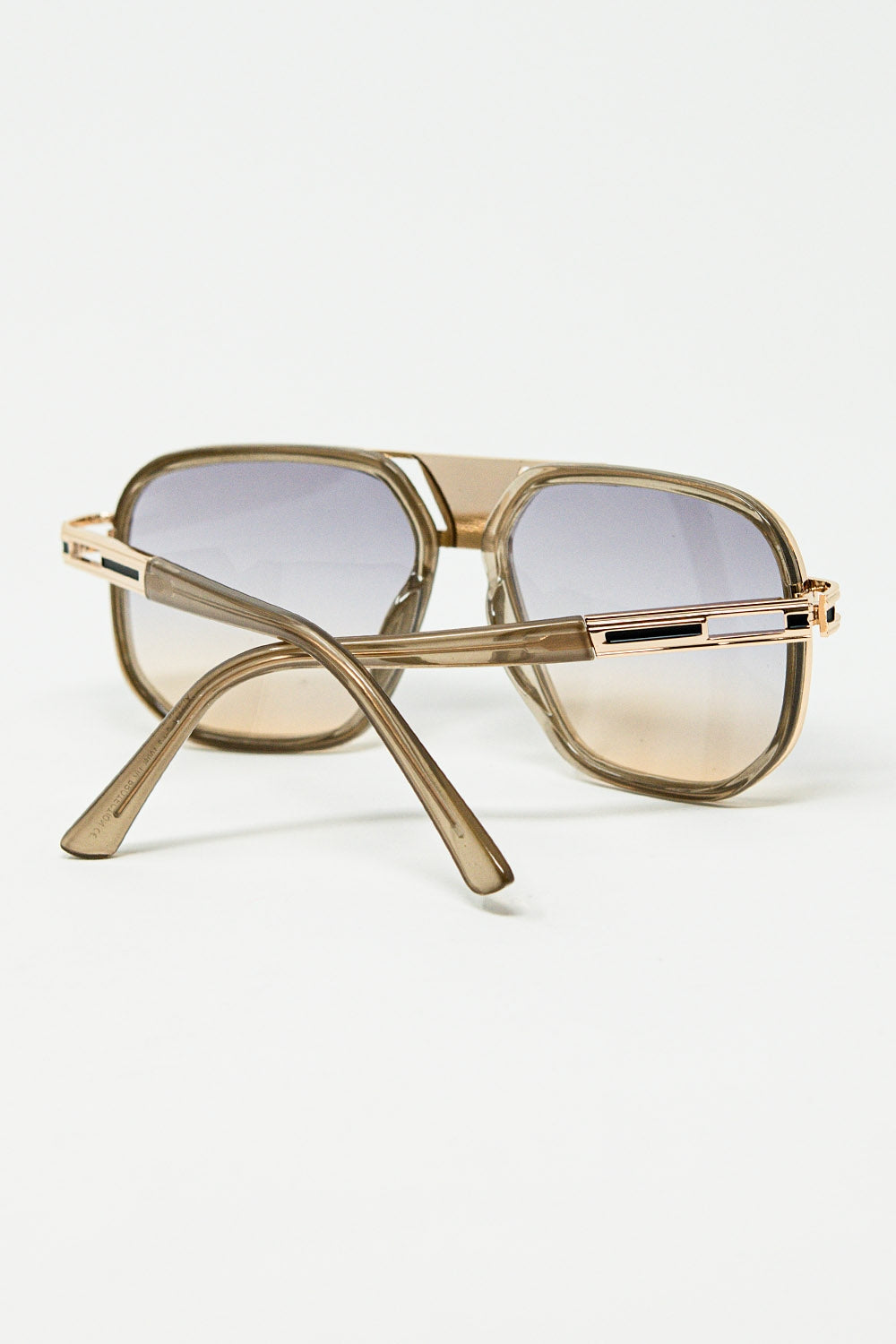 polished beige acetate frame sunglasses - Sunglasses