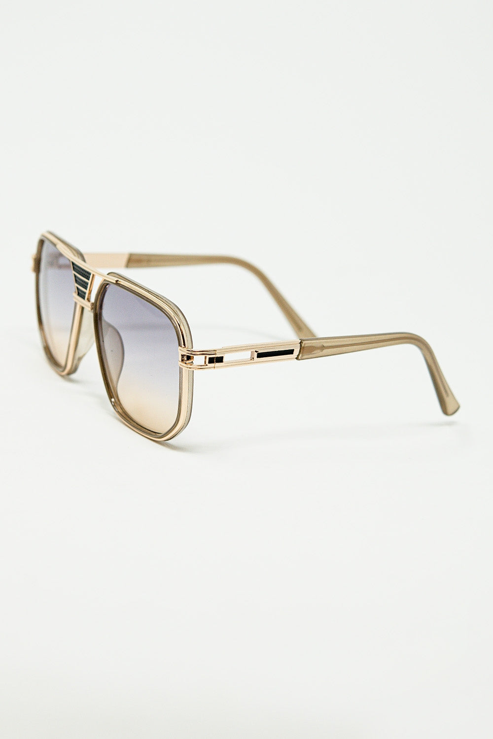 polished beige acetate frame sunglasses - Sunglasses