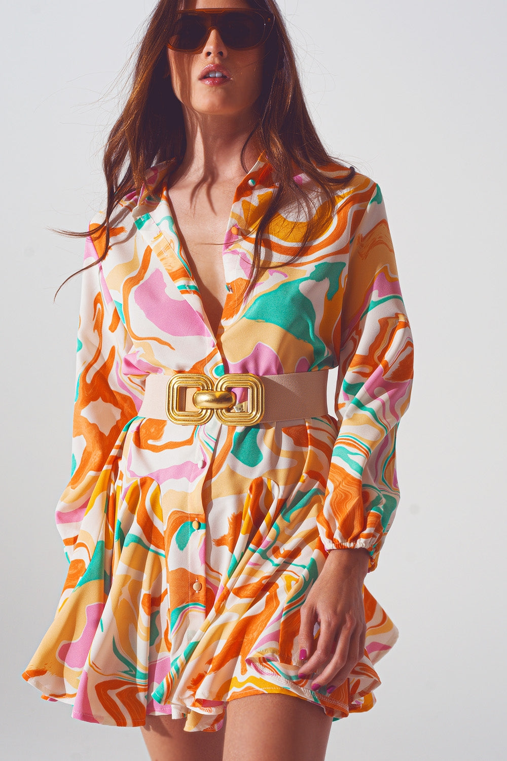 Psychedelic Printed Dress in Multicolor Q2 Dresses BoutiqueLua