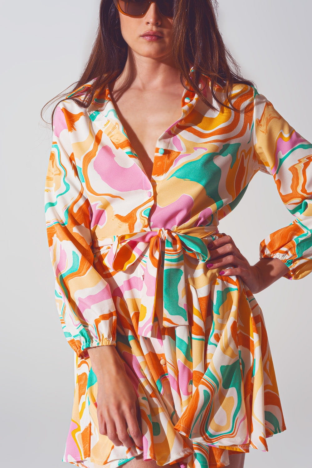 Psychedelic Printed Dress in Multicolor Q2 Dresses BoutiqueLua