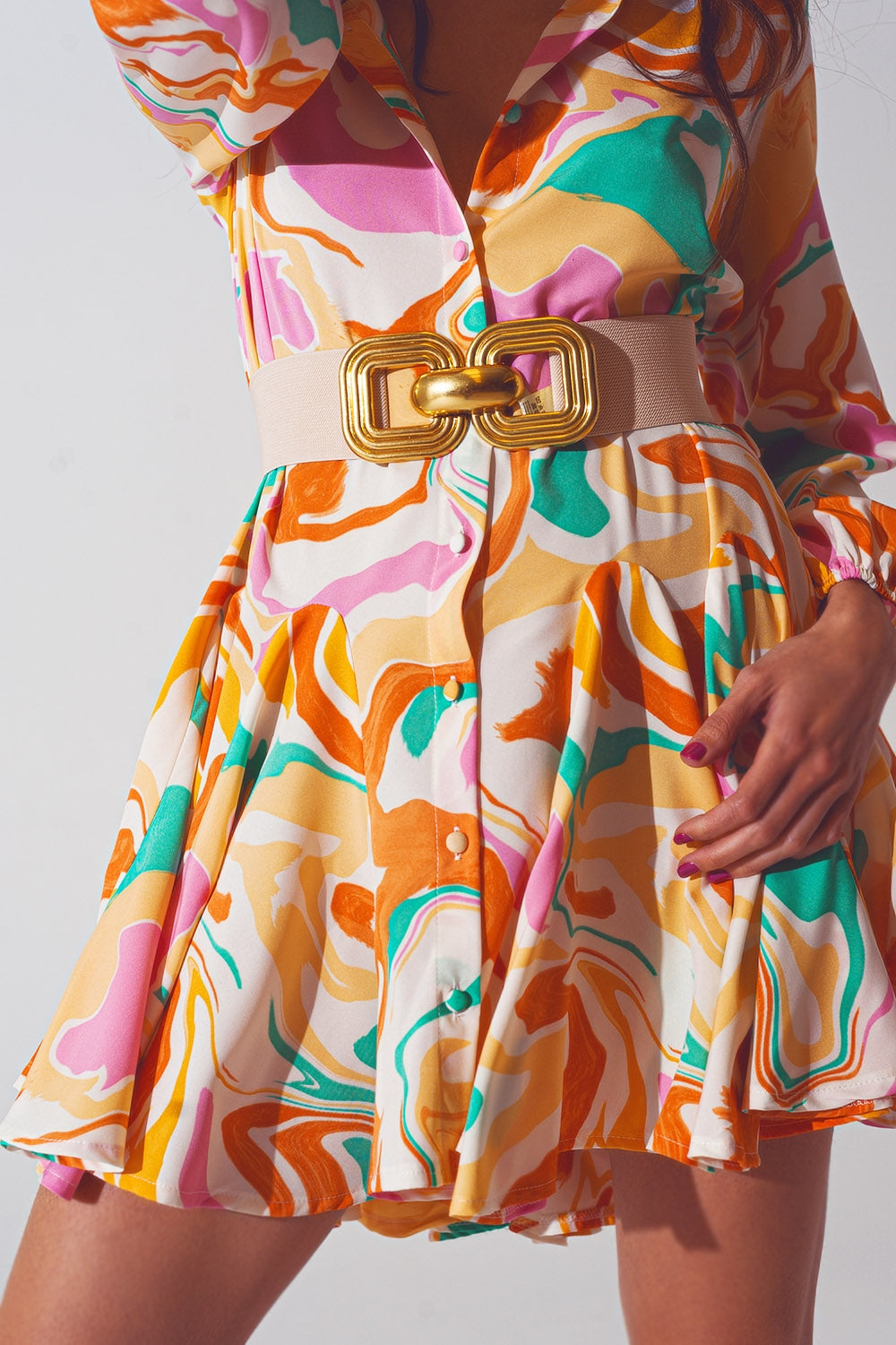 Psychedelic Printed Dress in Multicolor Q2 Dresses BoutiqueLua