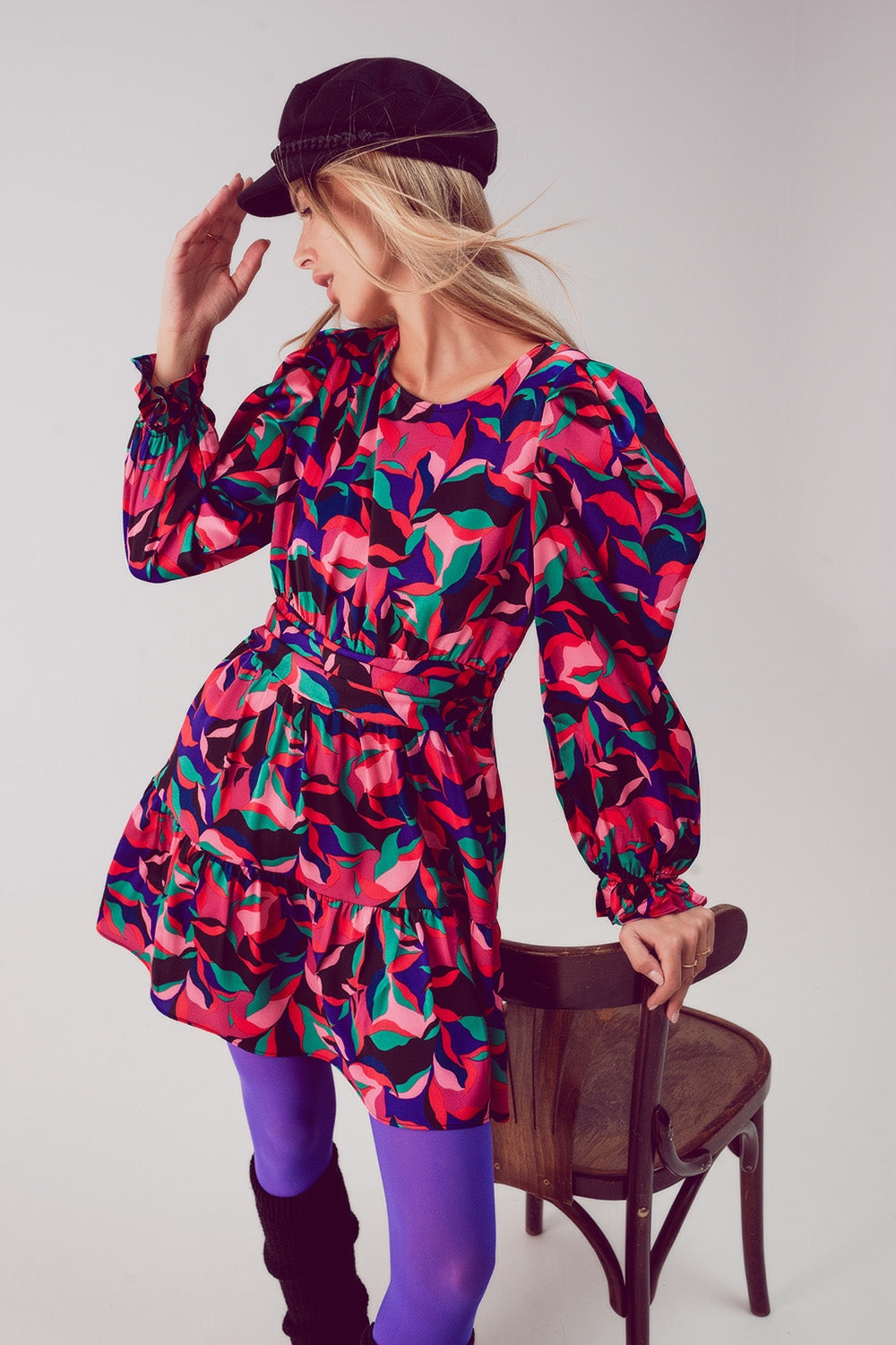 Puff sleeve mini dress in black Q2 Dresses BoutiqueLua