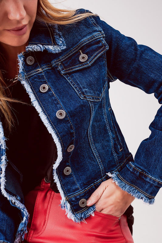 Raw denim jacket in mid blue - Jackets