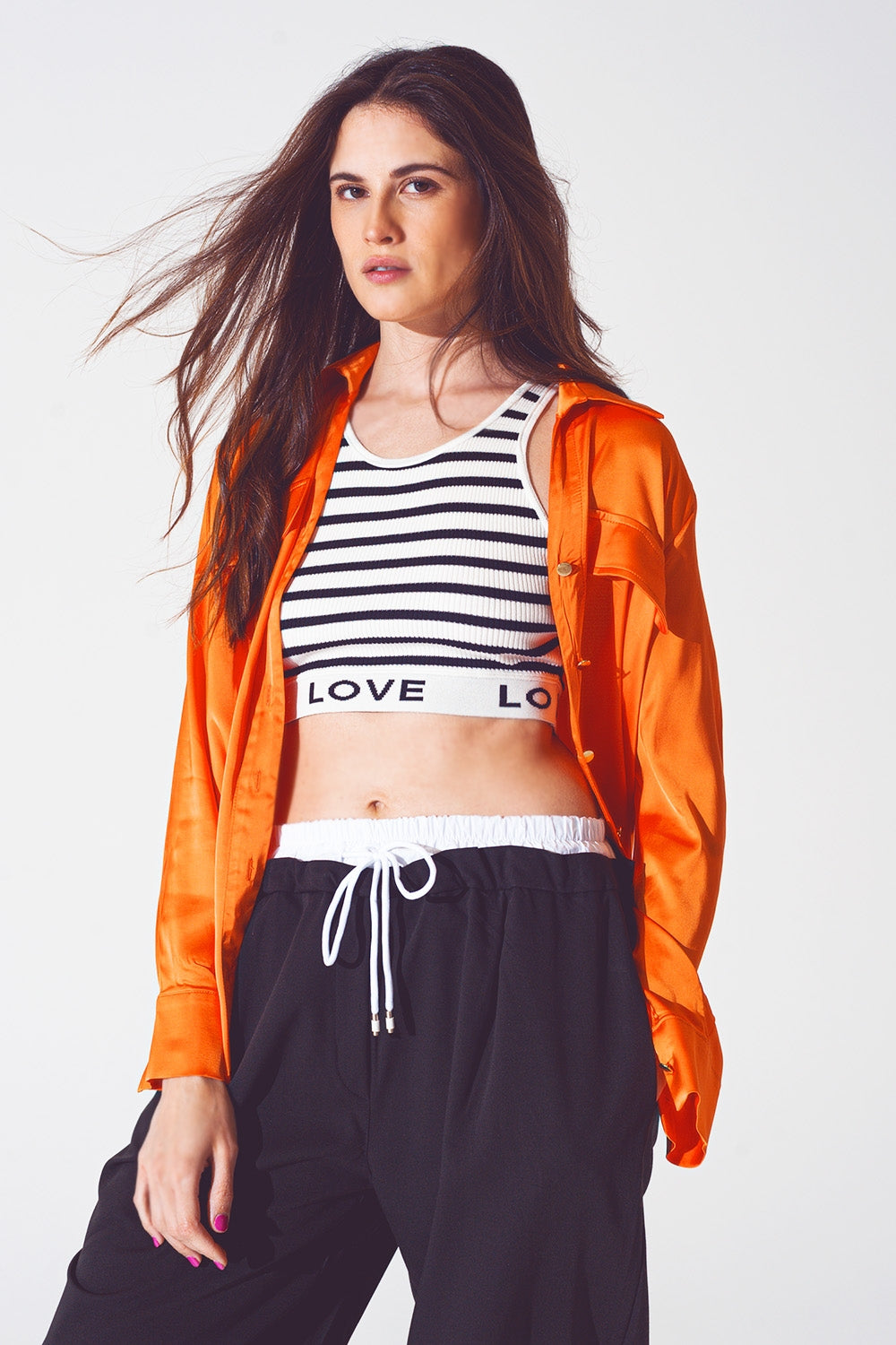 Rayon relaxed shirt in bright orange Q2 Shirts BoutiqueLua