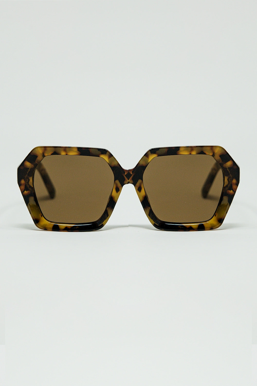 Rectangular sunglasses in brown abstract print translucent color - Sunglasses