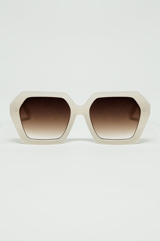 Rectangular sunglasses in white translucent color - Sunglasses