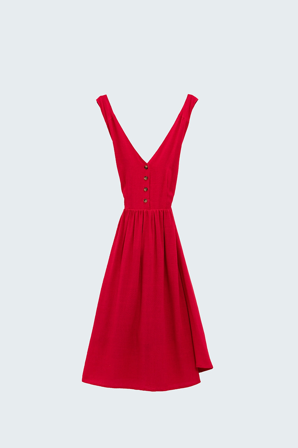 Red dress with button detail Q2 Dresses BoutiqueLua