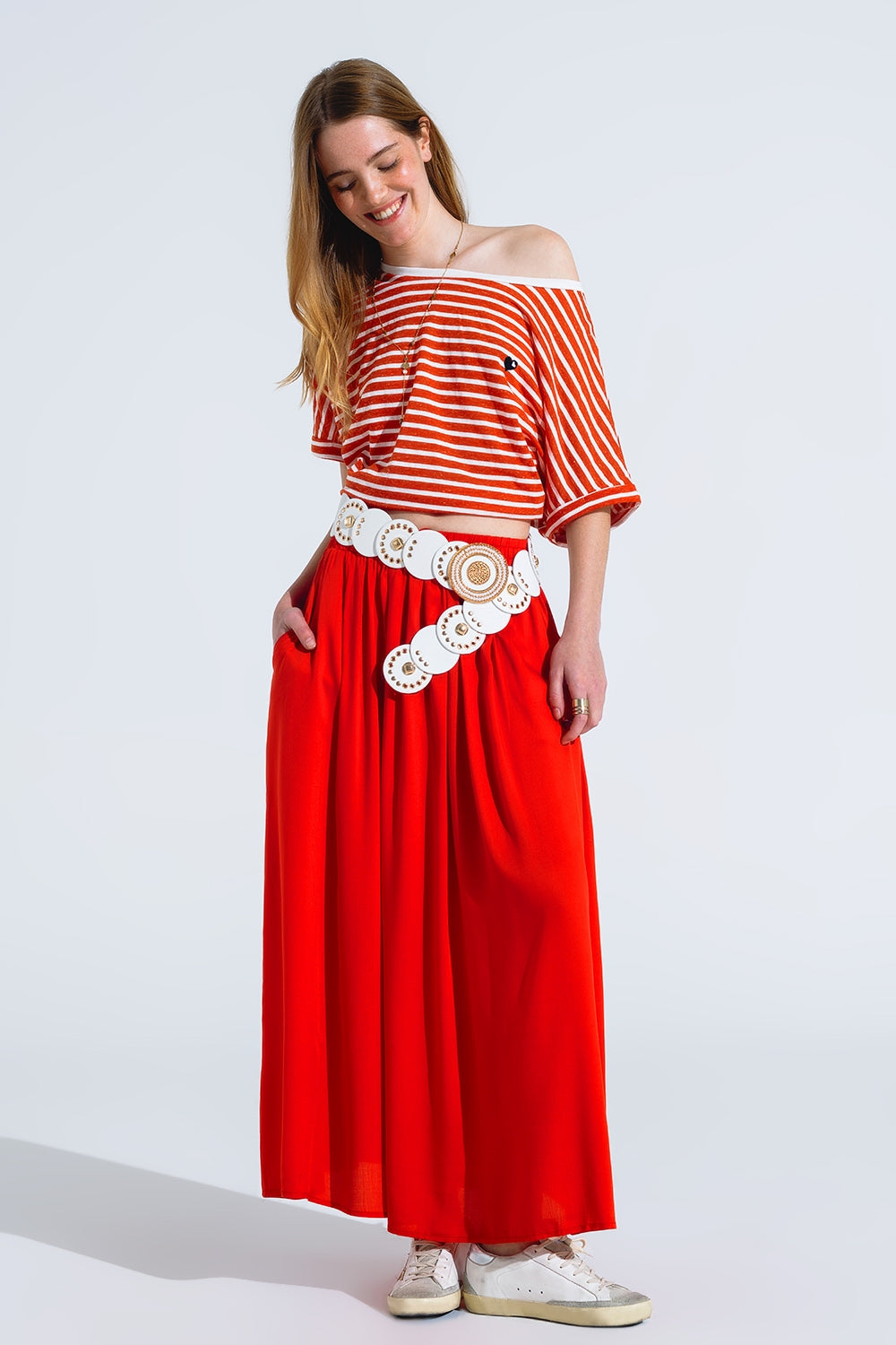 red striped boat neck t-shirt with embroidered heart - T-Shirts