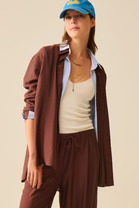 relaxed fit Brown Shirt long Sleeves - Shirts
