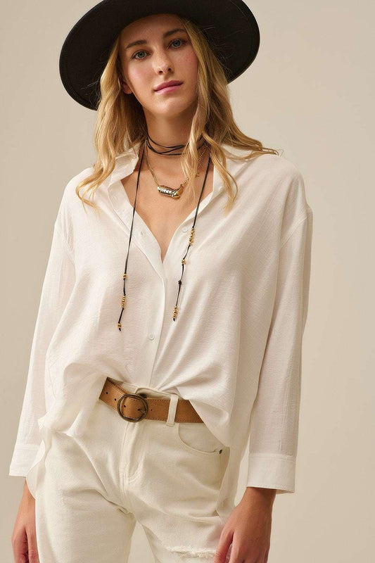relaxed fit Shirt long Sleeves in white - Shirts