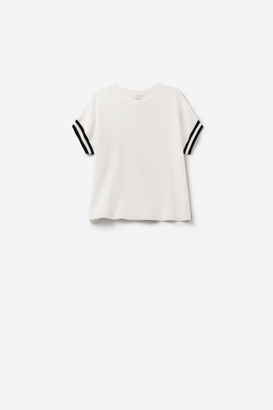 relaxed fit Sweater In White with black contrast detail - T-shirts