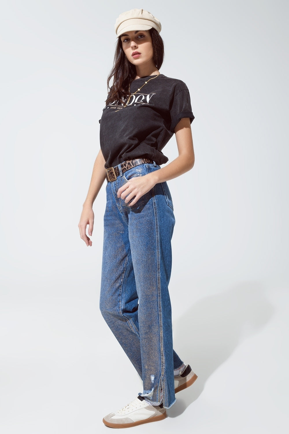 relaxed fit T-shirt in washed black with london logo - T-Shirts