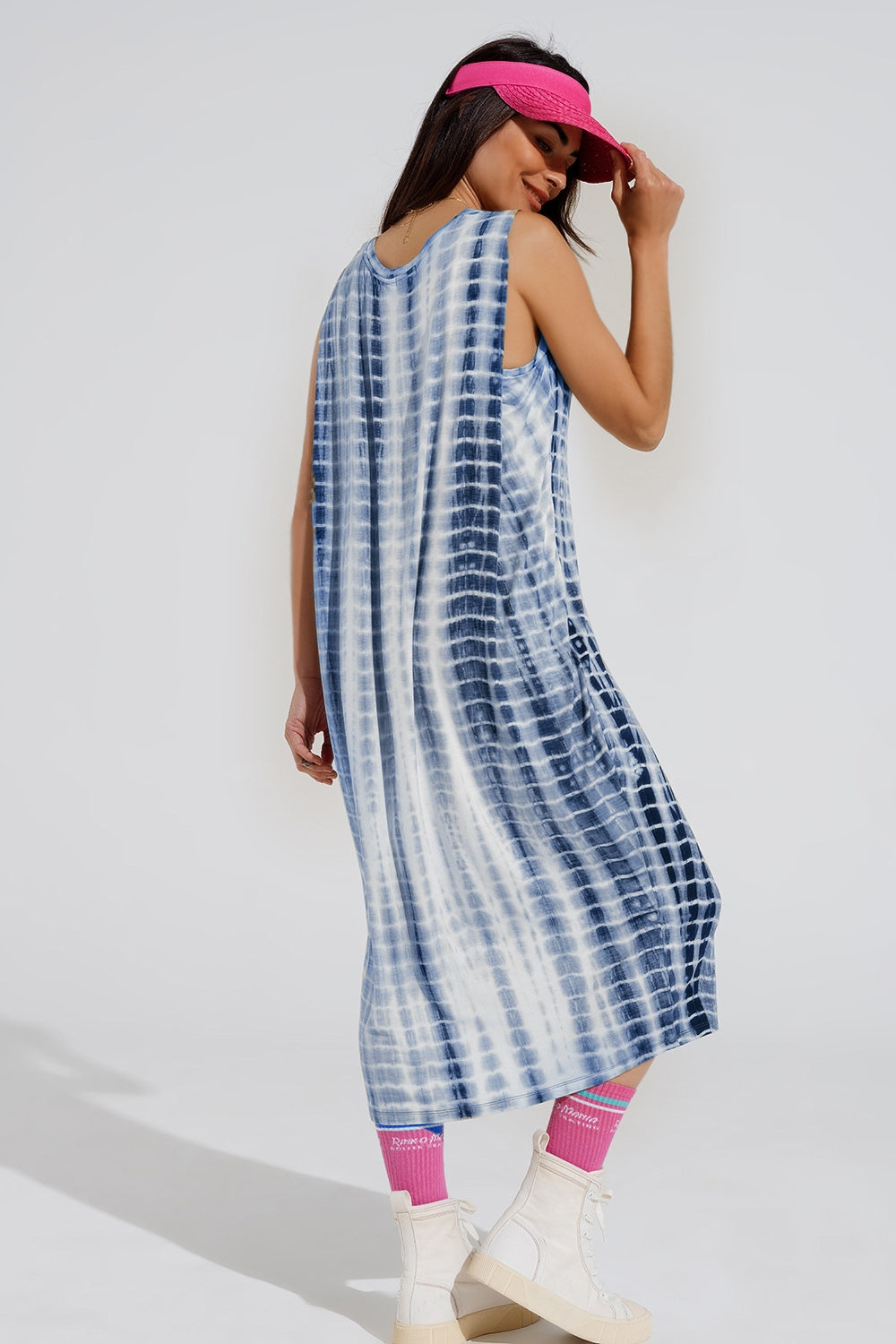 Relaxed maxi Tie dye Dress In Shades of Blue Q2 Dresses BoutiqueLua