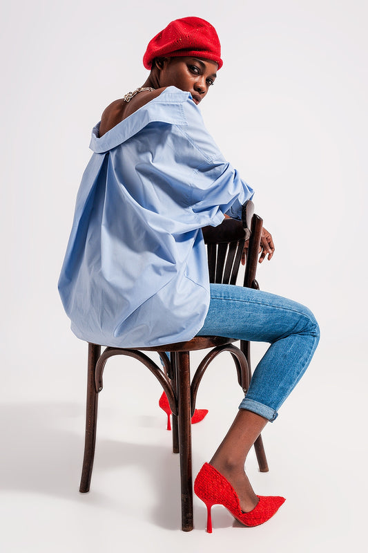Relaxed poplin shirt in blue - Shirts