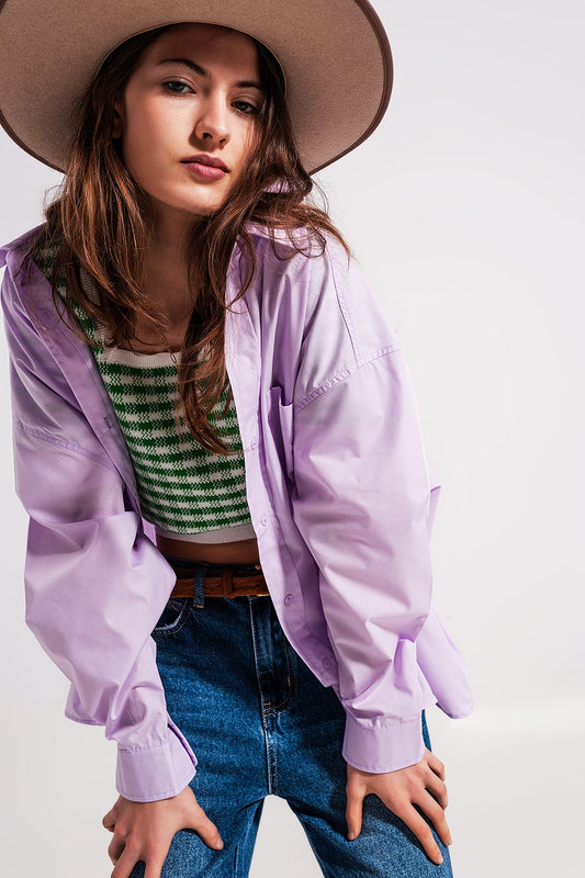 Relaxed poplin shirt in lilac - Shirts