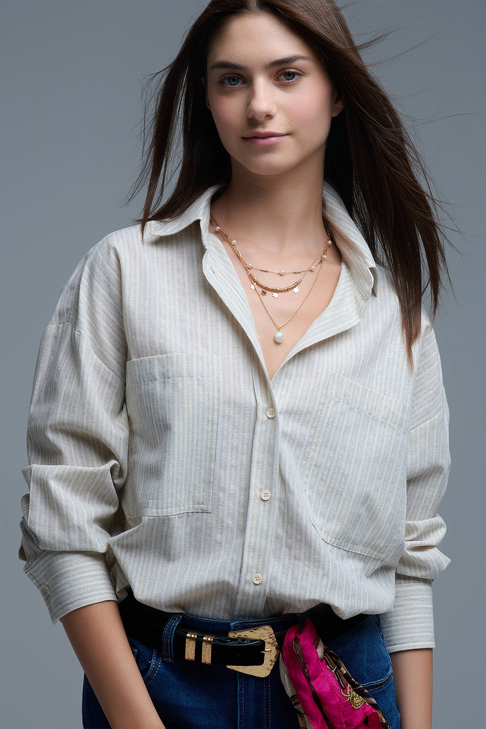 Relaxed Stripe Shirt With Oversized Chest Pockets - Shirts