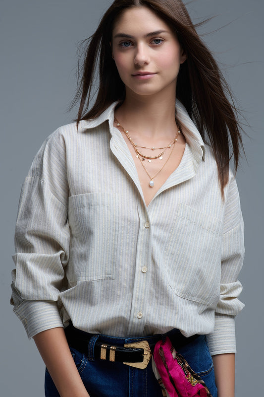 Relaxed Stripe Shirt With Oversized Chest Pockets - Shirts