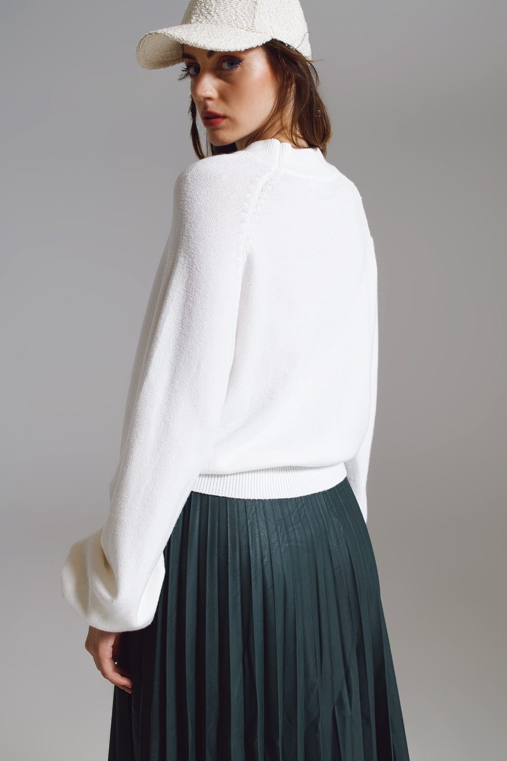 relaxed style white jumper with balloon sleeves - Jumpers
