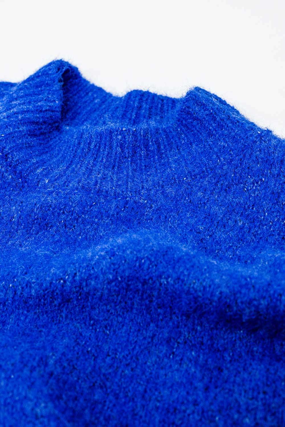 Relaxed sweater with french sleeve and crewneck in blue ink