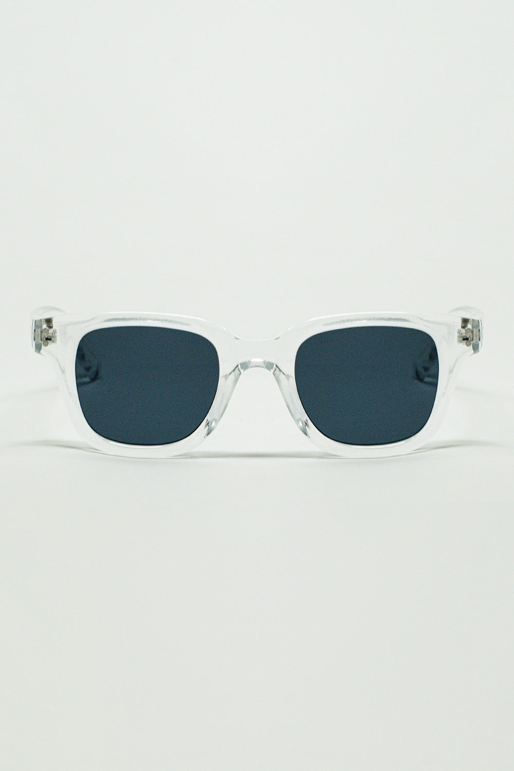 Retro Round Sunglasses With Smoke Black Lense and Transparent Frame - Sunglasses