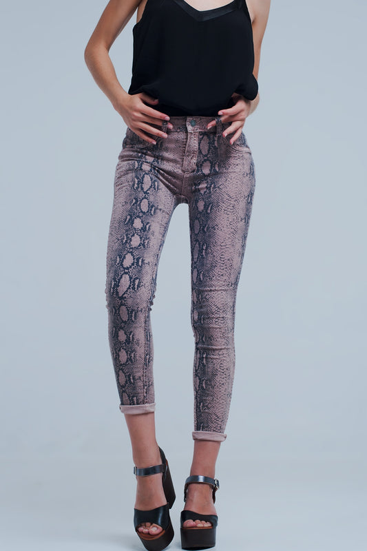 Reversible animal print pink jeans - Jeans