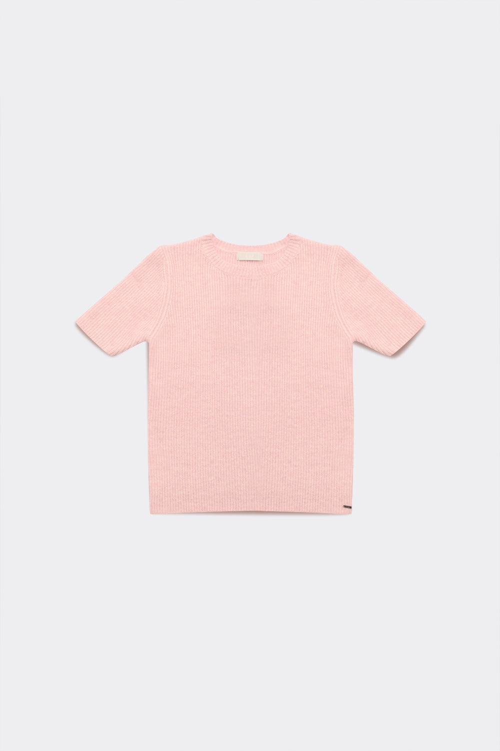 Ribbed short sleeve crop knitted top in pink Q2 Sweaters BoutiqueLua
