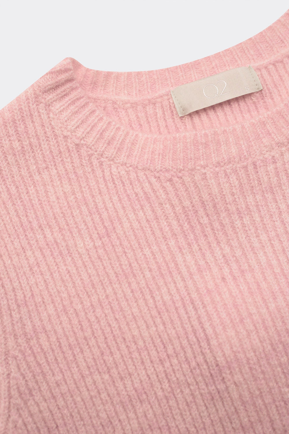 Ribbed short sleeve crop knitted top in pink Q2 Sweaters BoutiqueLua