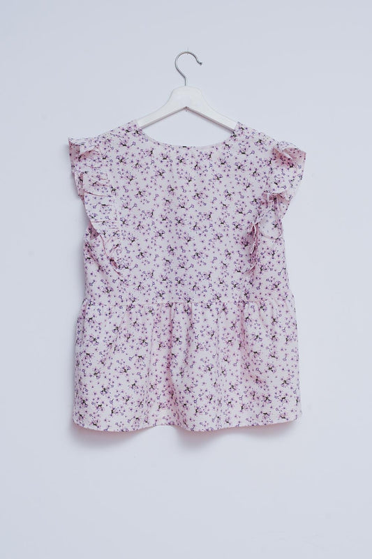 Ruffle detail blouse in lilac - Blouses