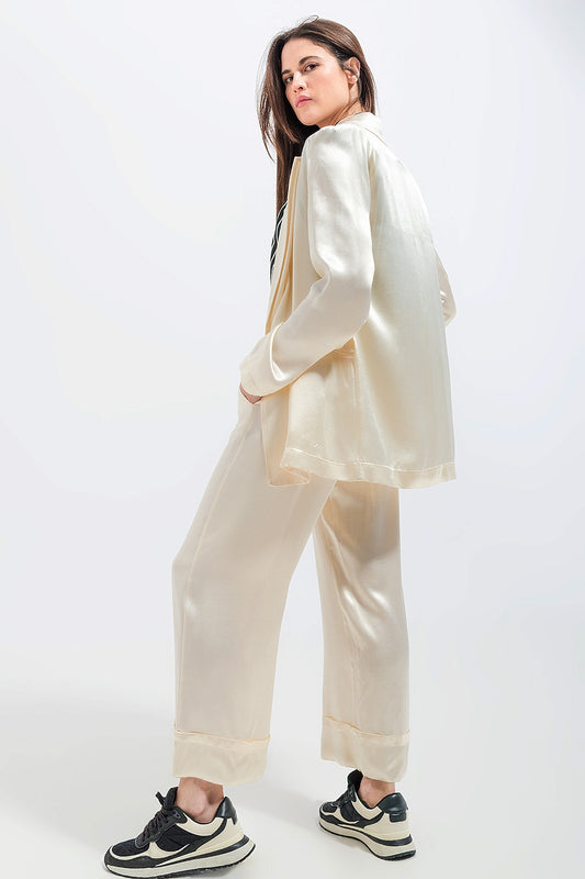 Satin blazer in cream - Blazers