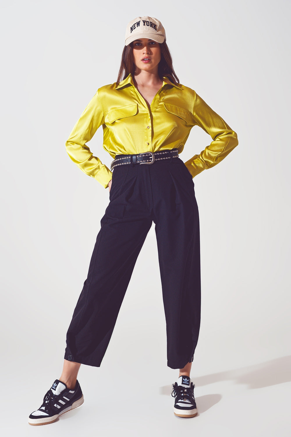satin blouse in lime green Q2 Shirts BoutiqueLua
