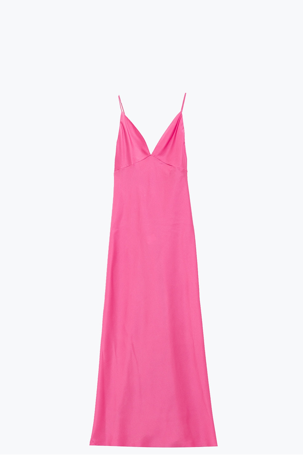 Satin Maxi Dress With Spaghetti Straps in Fuchsia Q2 Dresses BoutiqueLua
