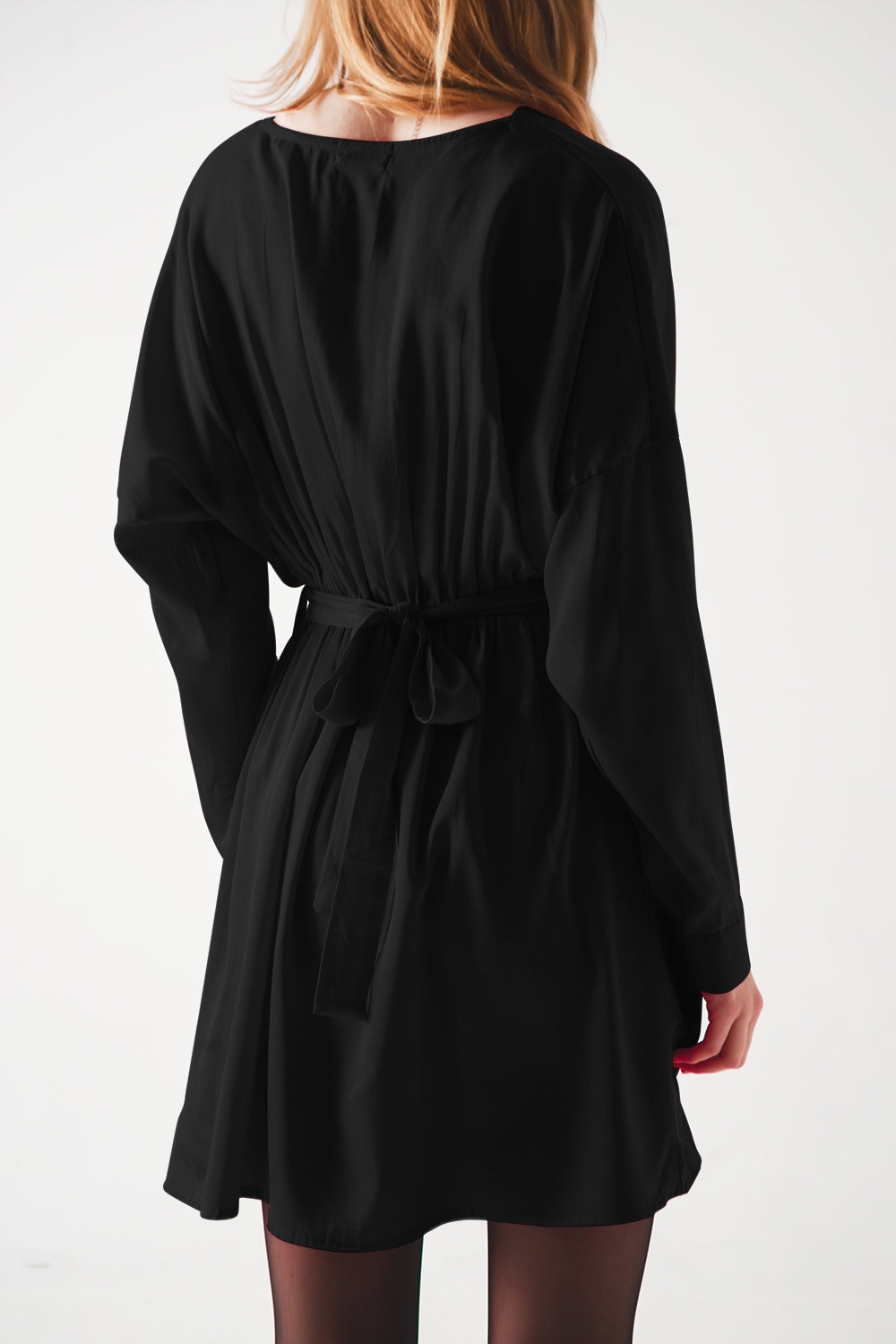 Satin mini dress in black Q2 Dresses BoutiqueLua