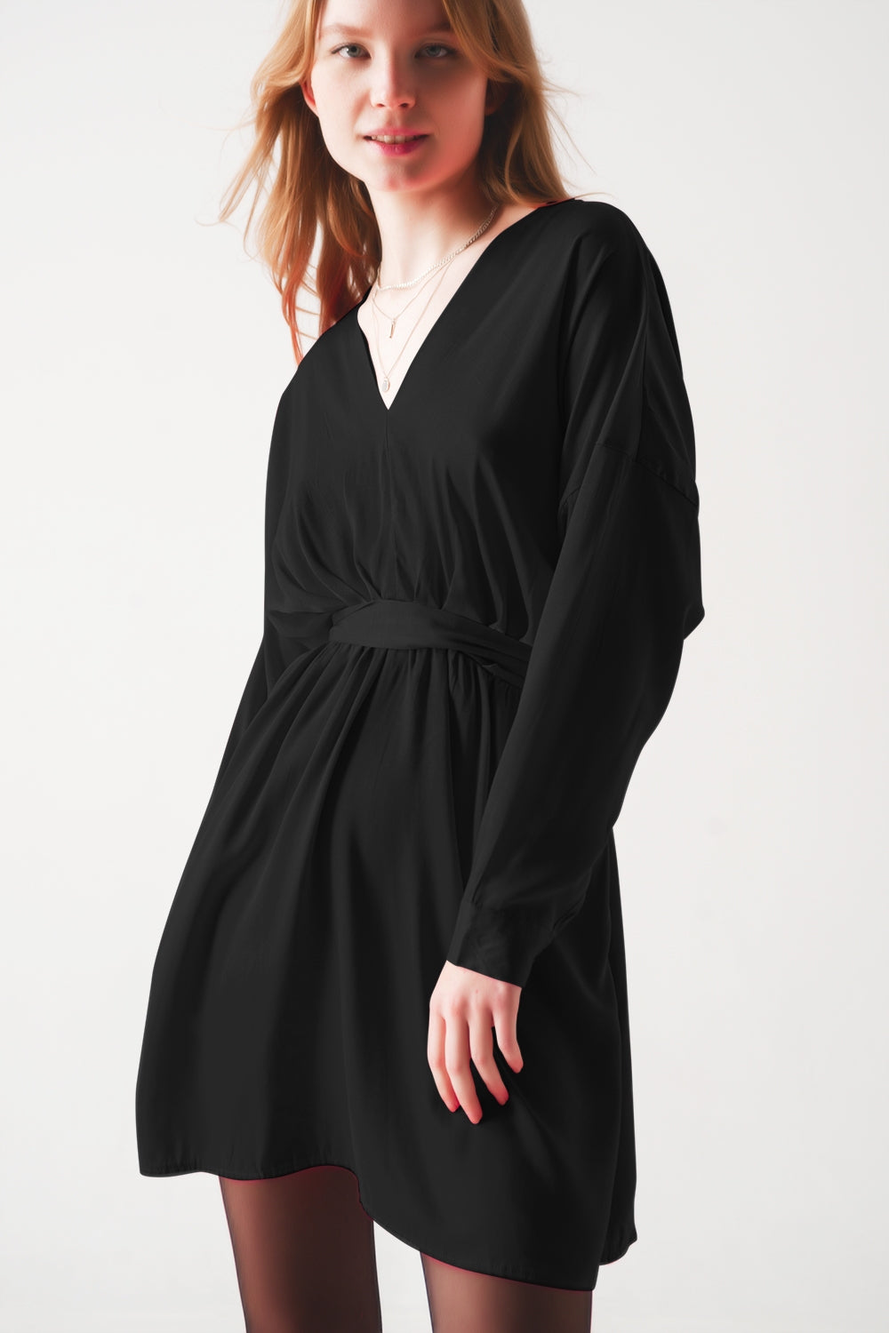 Satin mini dress in black Q2 Dresses BoutiqueLua