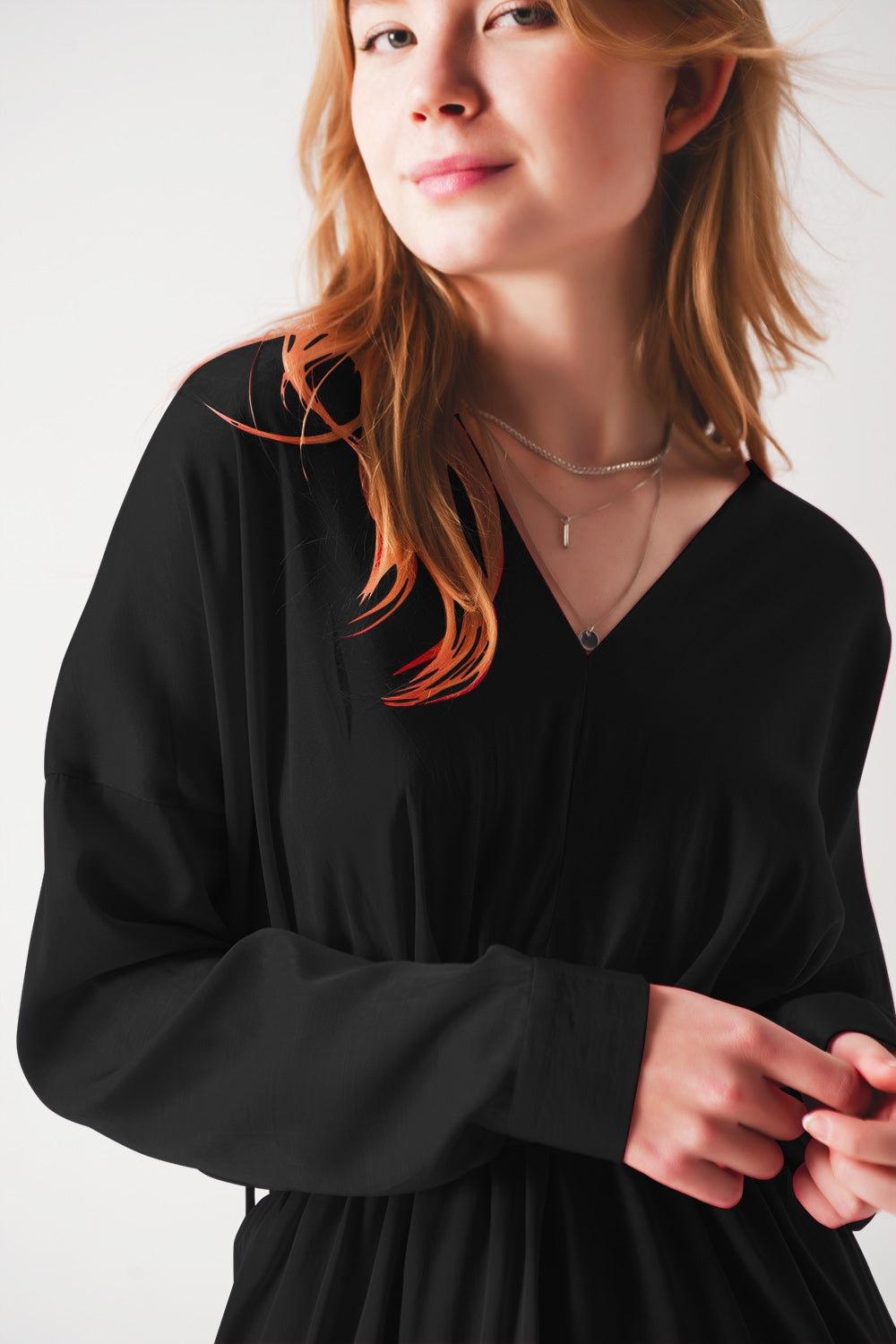 Satin mini dress in black Q2 Dresses BoutiqueLua