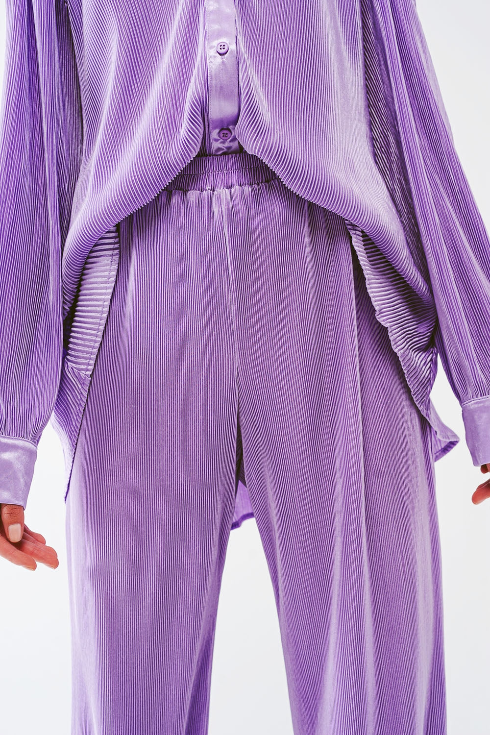 Satin Pleated Wide Leg Pants in lilac Q2 Pants BoutiqueLua