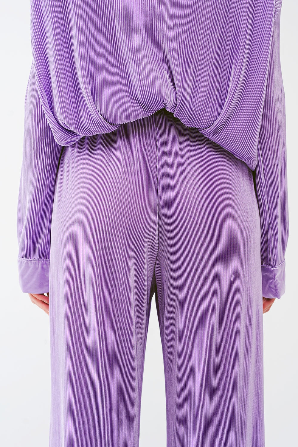 Satin Pleated Wide Leg Pants in lilac Q2 Pants BoutiqueLua