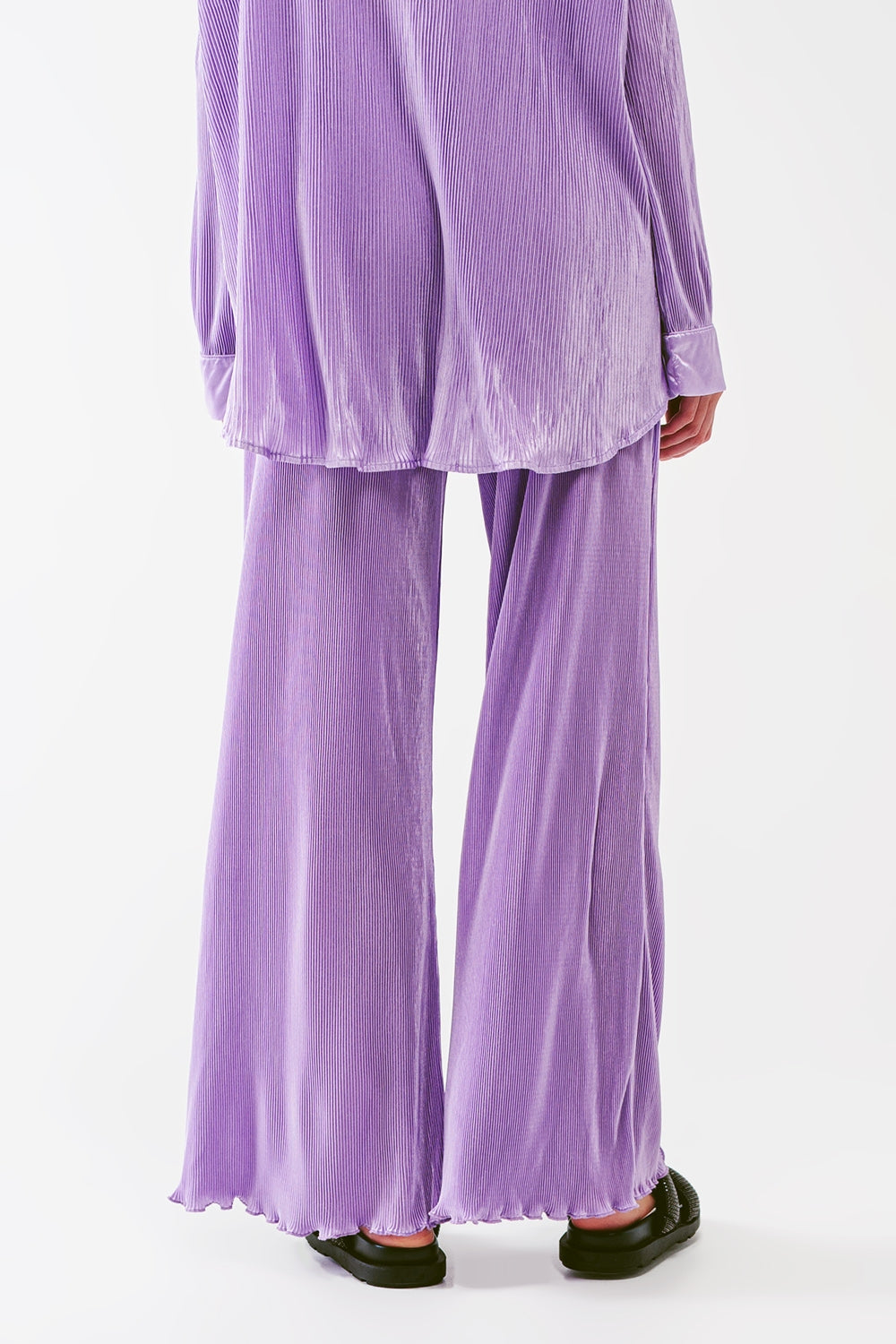 Satin Pleated Wide Leg Pants in lilac Q2 Pants BoutiqueLua